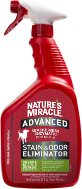 Nature’s Miracle Advanced Stain and Odor Eliminator Dog Spray, Fresh Scent, Severe Mess Enzymatic Formula for Tough Pet Messes, 32 Ounces,red