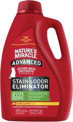 Nature's Miracle Advanced Cat Stain and Odor Eliminator Spray, Severe Mess Enzymatic Formula, Sunny Lemon Scent, 1 Gal