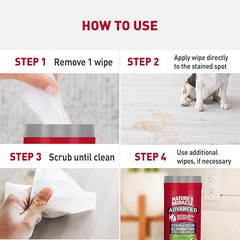 Nature’s Miracle Advanced Stain And Odor Eliminating Wipes for Hard Surfaces, 30 Count, Enzymatic Formula Eliminates Tough Pet Messes